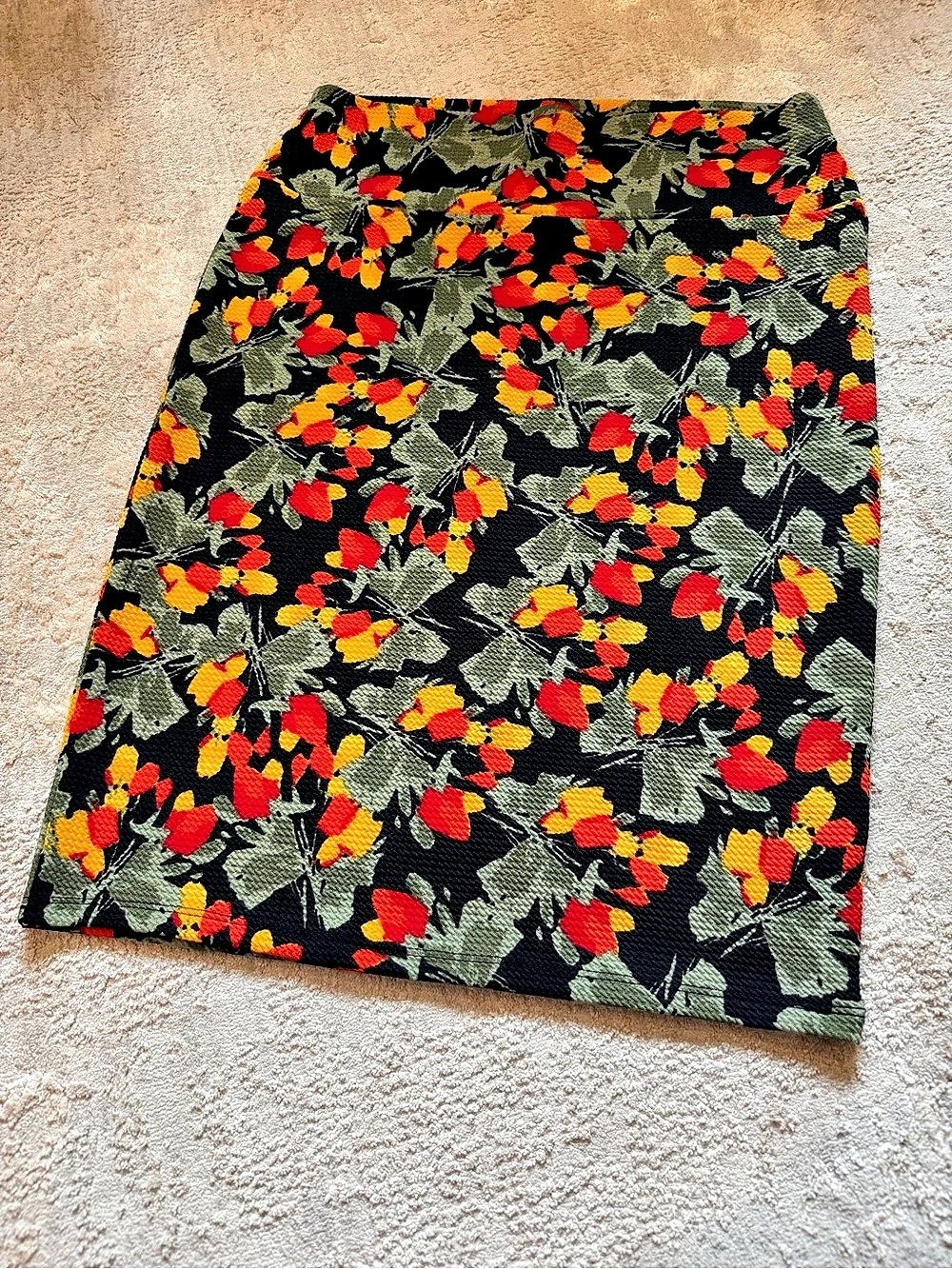 LuLaRoe Cassie Pencil Skirt Floral Black/Green/Orange/Red/Yellow Medium